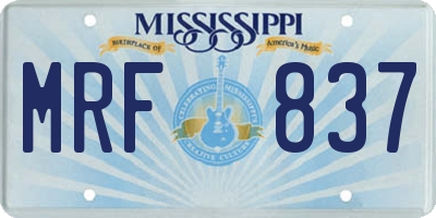 MS license plate MRF837