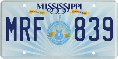 MS license plate MRF839