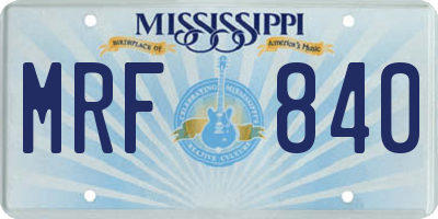 MS license plate MRF840