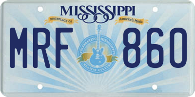 MS license plate MRF860