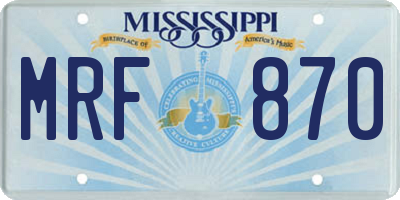 MS license plate MRF870