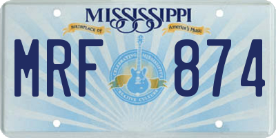 MS license plate MRF874