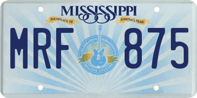 MS license plate MRF875