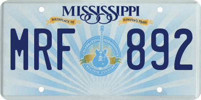 MS license plate MRF892