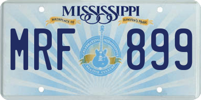 MS license plate MRF899