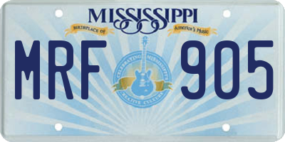 MS license plate MRF905