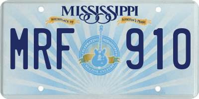 MS license plate MRF910