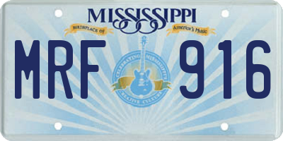 MS license plate MRF916