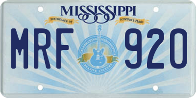 MS license plate MRF920