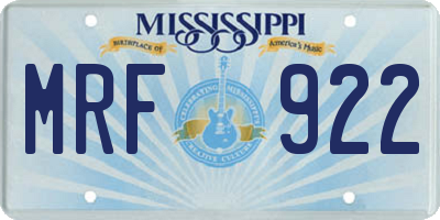 MS license plate MRF922