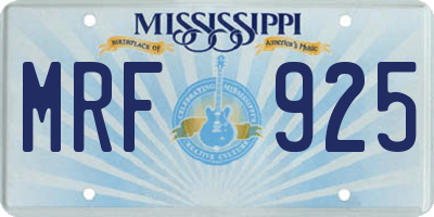 MS license plate MRF925
