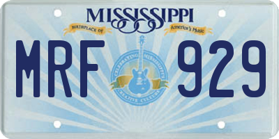 MS license plate MRF929