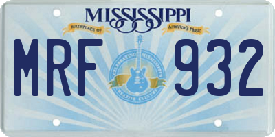 MS license plate MRF932
