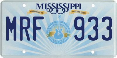 MS license plate MRF933