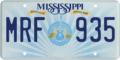 MS license plate MRF935