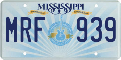 MS license plate MRF939