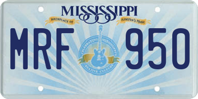 MS license plate MRF950