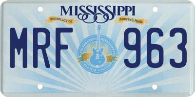 MS license plate MRF963