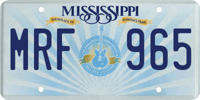 MS license plate MRF965