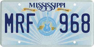 MS license plate MRF968