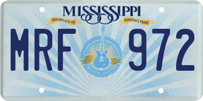 MS license plate MRF972