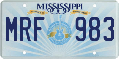 MS license plate MRF983