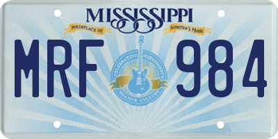 MS license plate MRF984