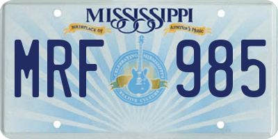 MS license plate MRF985