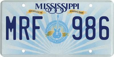 MS license plate MRF986