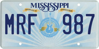 MS license plate MRF987