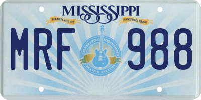 MS license plate MRF988