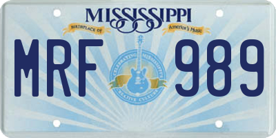 MS license plate MRF989