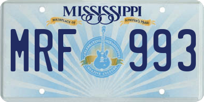 MS license plate MRF993