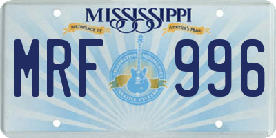 MS license plate MRF996