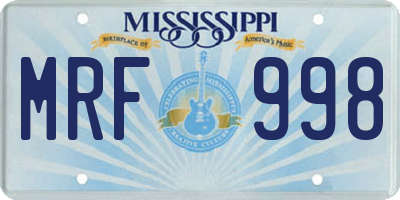 MS license plate MRF998