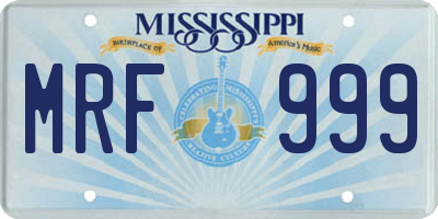 MS license plate MRF999