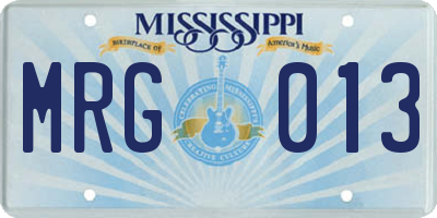 MS license plate MRG013