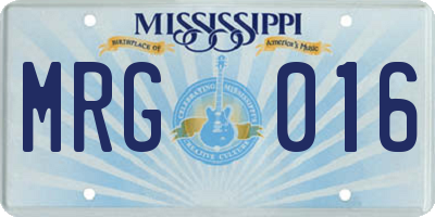 MS license plate MRG016