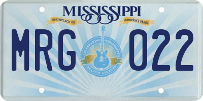 MS license plate MRG022