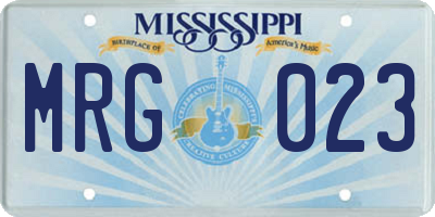 MS license plate MRG023