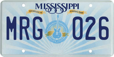 MS license plate MRG026
