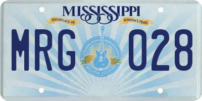 MS license plate MRG028