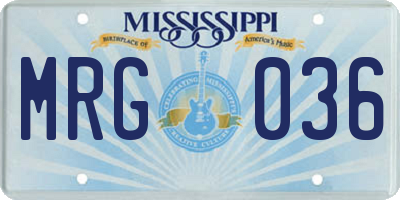 MS license plate MRG036