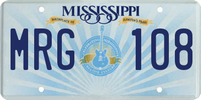 MS license plate MRG108