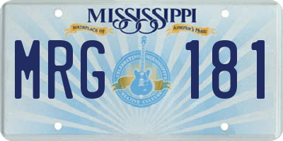 MS license plate MRG181
