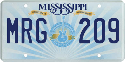 MS license plate MRG209