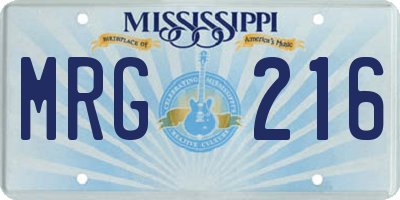 MS license plate MRG216
