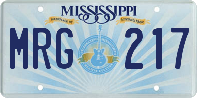 MS license plate MRG217