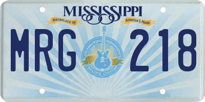 MS license plate MRG218
