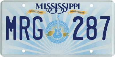 MS license plate MRG287